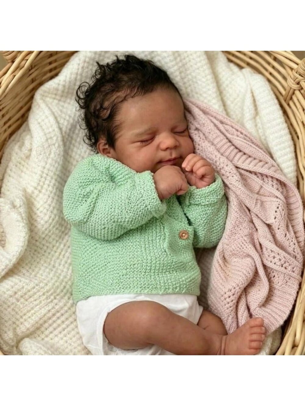 18-Inch African American Reborn Baby Doll - Full Body Vinyl, Curly Hair, Gift